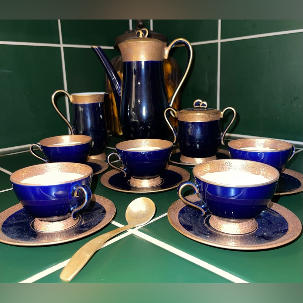 VINTAGE 24K Gold Leaf Tea Set GERMAN / JLMENAU